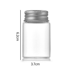 Серебро Четкие стеклянные бутылки шарик контейнеры, Пробирки для хранения шариков с завинчивающейся крышкой и алюминиевой крышкой, колонка, серебряные, 3.7x6 см, емкость: 40 мл (1.35 жидких унций)