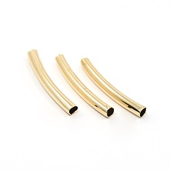 Light Gold Brass Smooth Curved Tube Beads, Curved Tube Noodle Beads, Light Gold, 25x3mm, Hole: 2mm
