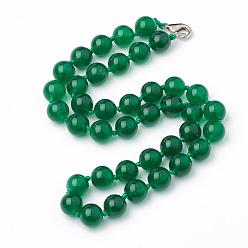 Jade Malais Malaisie naturel colliers de perles de jade, avec mousquetons en alliage, ronde, 18.8 pouces ~ 19.2 pouces (48~49 cm), tour: 10 mm