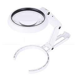 Blanco Lupa de plástico plegable de mano y de escritorio de abs., con lentes ópticas acrílicas y luz led de 8 pcs, blanco, 22x11x3.2 cm, ampliación: 3.5 x