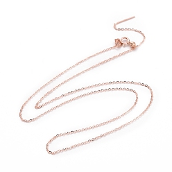 Oro Rosa 925 collares con cuentas de plata esterlina, collar de cadenas de cable para mujer, oro rosa, 17.72 pulgada (45 cm)