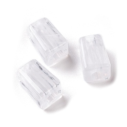 Clear Opaque Two-tone Acrylic European Beads, Large Hole Beads, Cuboid, Clear, 15x9.5~10x9.5~10mm, Hole: 4.5mm