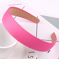 Hot Pink Wide Cloth Hair Bands, Solid Simple Hair Accessories for Women, Hot Pink, 145x130x28mm