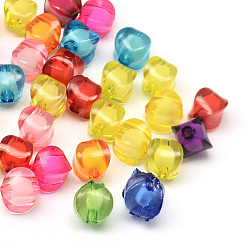 Couleur Mélangete Pépites perles transparentes en acrylique, Perle en bourrelet, couleur mixte, 8~9x8~9x9~10mm, trou: 2 mm, environ 1160 pcs / 500 g