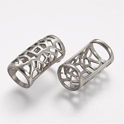 Antique Silver 304 Stainless Steel Tube Beads, Hollow, Antique Silver, 22.5x11mm, Hole: 9mm