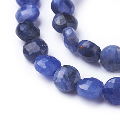Sodalite Natural Sodalite Beads Strands, Faceted, Flat Round, 6~7x4~4.5mm, Hole: 0.8mm, about 58pcs/strand, 14.6 inch(37.2cm)
