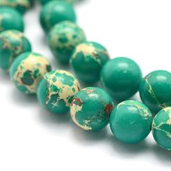 Vert Brins de perles de jaspe impérial synthétiques, teint, ronde, verte, 8mm, Trou: 1mm, Environ 50 pcs/chapelet, 15.7 pouce (40 cm)