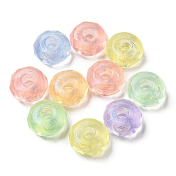 Mixed Color Transparent Acrylic Beads, Large Hole Beads, Mermaid, Flat, Mixed Color, 15.5x7.5mm, Hole: 4.7mm