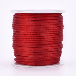 Red Nylon Thread, Rattail Satin Cord, Red, 2mm, about 25.15 yards(23m)/roll