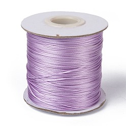 Violet Cordon de polyester ciré, cordon perle, violette, 0.5mm, environ 169.51~174.98 yards (155~160m)/rouleau
