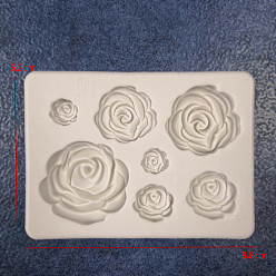Antique White Food Grade Silicone Molds, Fondant Molds, For DIY Cake Decoration, Chocolate, Candy, UV Resin & Epoxy Resin Jewelry Making, Rose, Antique White, 62x88mm