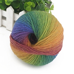 Colorful Gradient Color Wool Thread, Section Dyed Icelandic Wool Thread, Soft and Warm, for Hand-woven Shawl Scarf Hat, Colorful, 2mm