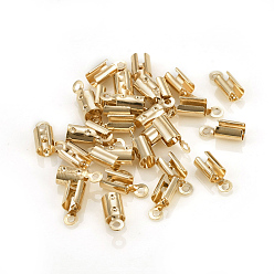 Light Gold Brass Folding Crimp Ends, Fold Over Crimp Cord Ends, Light Gold, 8x3~3.5mm, Hole: 1mm, Inner Diameter: 3mm