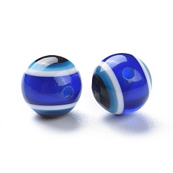 Bleu Moyen  Rondes perles de résine de mauvais œil, bleu moyen, 6x5mm, Trou: 1.8~2mm