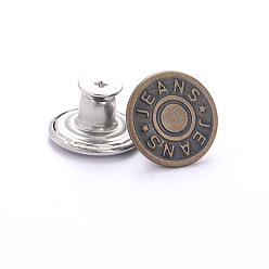 Bronce Antiguo Alfileres de botón de aleación para jeans, botones náuticos, accesorios de la ropa, redondo con la palabra, Bronce antiguo, 17 mm
