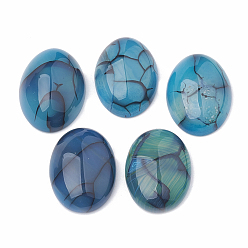 Dodger Azul Cabochons de ágata naturales, teñido, oval, azul dodger, 25x18x7.5~8 mm