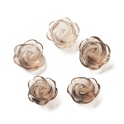 Quartz Fumé Perles de quartz fumé naturel, fleur, 12~16x11.5~15x7~11mm, Trou: 0.8~1mm