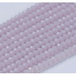 Thistle Opaque Solid Color Glass Bead Strands, Imitation Jade, Faceted, Rondelle, Thistle, 3x2mm, Hole: 0.8mm, about 185~190pcs/strand, 14.9~17.3 inch(38~44cm)