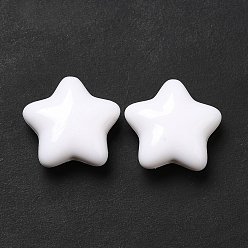 Blanc Perles acryliques opaques, étoiles, blanc, 19x20x8mm, Trou: 2mm, environ288 pcs / 500 g