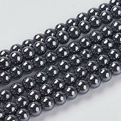 Black Non-Magnetic Synthetic Hematite Beads, AAA Grade Round Beads, Black, 4mm, Hole: 0.8~1mm, about 102pcs/strand