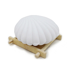 White Velet Jewelry Boxes, for Necklaces, Rings, Earrings and Pendants, Shell Shapes, White, 8.8cm