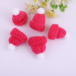 Deep Pink Polyester Doll Woolen Hat, for Accessories Decorate Doll, Deep Pink, 60x43x12.5mm