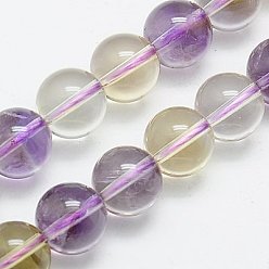 Ametrine Natural Ametrine Beads Strands, Round, 10mm, Hole: 1mm