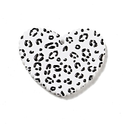 Черный Печатные акриловые подвески, сердце с леопардовым рисунком, чёрные, 26x31.5x2 мм, отверстие : 1.5 мм