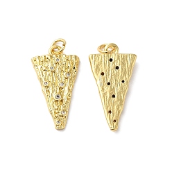 Real 18K Gold Plated Rack Plating Brass Pave Cubic Zirconia Pendants, with Jump Ring, Lead Free & Cadmium Free, Long-Lasting Plated, Triangle Charm, Real 18K Gold Plated, 25.5x13.5x3mm, Hole: 3.4mm