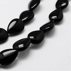 Black Onyx Hebras de cuentas de ónix negro natural, teñido y climatizada, lágrima, 15x11x5 mm, agujero: 1 mm, sobre 27 unidades / cadena, 15.7 pulgada