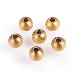 Brushed Antique Bronze Brass Beads, Round, Brushed Antique Bronze, 4mm, Hole: 1mm