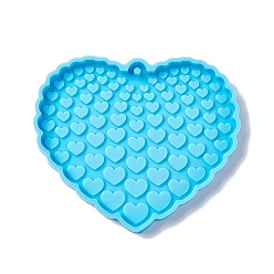 Heart Valentine's Day Silicone Pendant Molds, Resin Casting Molds, for Keychain Clasps Craft Making, Heart Pattern, 62x74x6mm, Hole: 2mm, Inner Diameter: 59x71mm