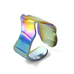 Rainbow Color Ионное покрытие (ip) 304 открытое манжетное кольцо из нержавеющей стали для женщин, Радуга цветов, внутренний диаметр: американский размер 6(16.5мм)