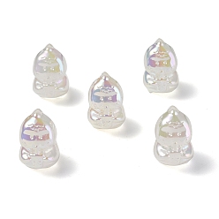 Blanc Fumé Placage uv perles acryliques irisées arc-en-ciel, dinosaure, fumée blanche, 22x15x20.5mm, Trou: 3.5mm