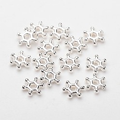 Silver Plated ABS Electroplated Snowflake Plastic Spacer Beads, Silver Color Plated, 7x2mm, Hole: 1.5mm, 11000pcs/500g