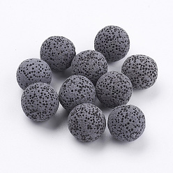 Slate Gray Unwaxed Natural Lava Rock Beads, for Perfume Essential Oil Beads, Aromatherapy Beads, Dyed, Round, No Hole/Undrilled, Slate Gray, 15.5~16mm