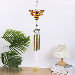Bees Campanas de viento, decoraciones colgantes de vidrio y arte del hierro, patrón de abejas, 800x170 mm
