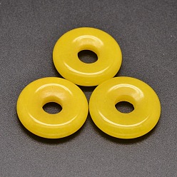 Yellow Dyed Natural Malaysia Jade Donut/Pi Disc Pendants, Yellow, Donut Width: 18.5mm, 45x7~8mm, Hole: 7~8mm