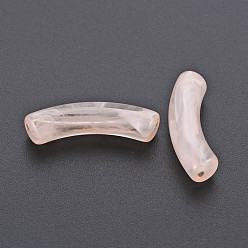Saumon Clair Perles acryliques transparentes, style de pierres fines imitation, tube incurvé, saumon clair, 33x8x10.5mm, Trou: 1.6mm, environ300 pcs / 500 g