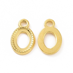 Real 18K Gold Plated Ion Plating(IP) 304 Stainless Steel Charms, Oval Charm, Real 18K Gold Plated, 13x8.5x1.5mm, Hole: 1.9mm