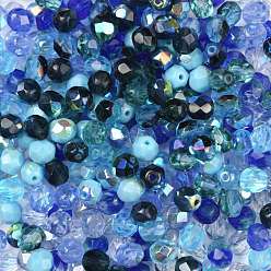 Синий Полированные чешские стеклянные бусины, граненые, ананас, синие, 6x5.5~6 мм, отверстие : 1.2 мм, около 360 шт / упаковка