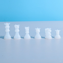 White DIY Silicone Chess Molds, Resin Casting Molds, Clay Craft Mold Tools, White, 30~70x30~35mm