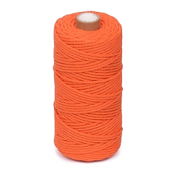 Coral 100M Round Cotton Braided Cord, for DIY Handmade Tassel Embroidery Craft, Coral, 3mm, about 109.36 Yards(100m)/Roll
