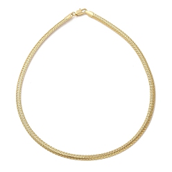 Chapado en Oro Real 18K Collares de cadena de cuerda plana de latón chapado en estante, larga duración plateado, sin plomo y cadmio, real 18 k chapado en oro, 15.94 pulgada (40.5 cm)