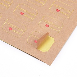 Perú Pegatinas de sellado de San Valentín, etiquetas adhesivas de la imagen del paster, para el embalaje de regalo, rectángulo con palabra hecha a mano con amor, Perú, 20x30 mm