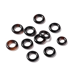 Agate Noire Charmes d'agate noire naturelles, charme grand trou, anneau, teints et chauffée, 12x2.5mm, Trou: 7mm