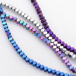 Mixed Color Electroplate Non-magnetic Synthetic Hematite Beads Strands, Faceted Cube, Mixed Color, 2x2x2mm, Hole: 1mm, about 294pcs/strand, 15.7 inch