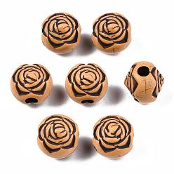 Peru Imitation Wood Acrylic Beads, Rose Flower, Peru, 10mm, Hole: 3mm, about 1000pcs/500g