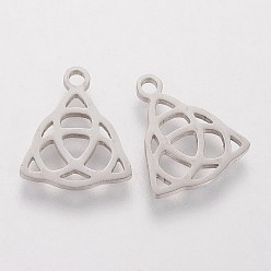 Stainless Steel Color 304 Stainless Steel Charms, Knot, Stainless Steel Color, 14x11.5x1.1mm, Hole: 1.5mm