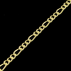 Light Gold Iron Figaro Chains, with Spool, Soldered, Light Gold, 5.3x2.6x0.6mm, about 328.08 Feet(100m)/roll
